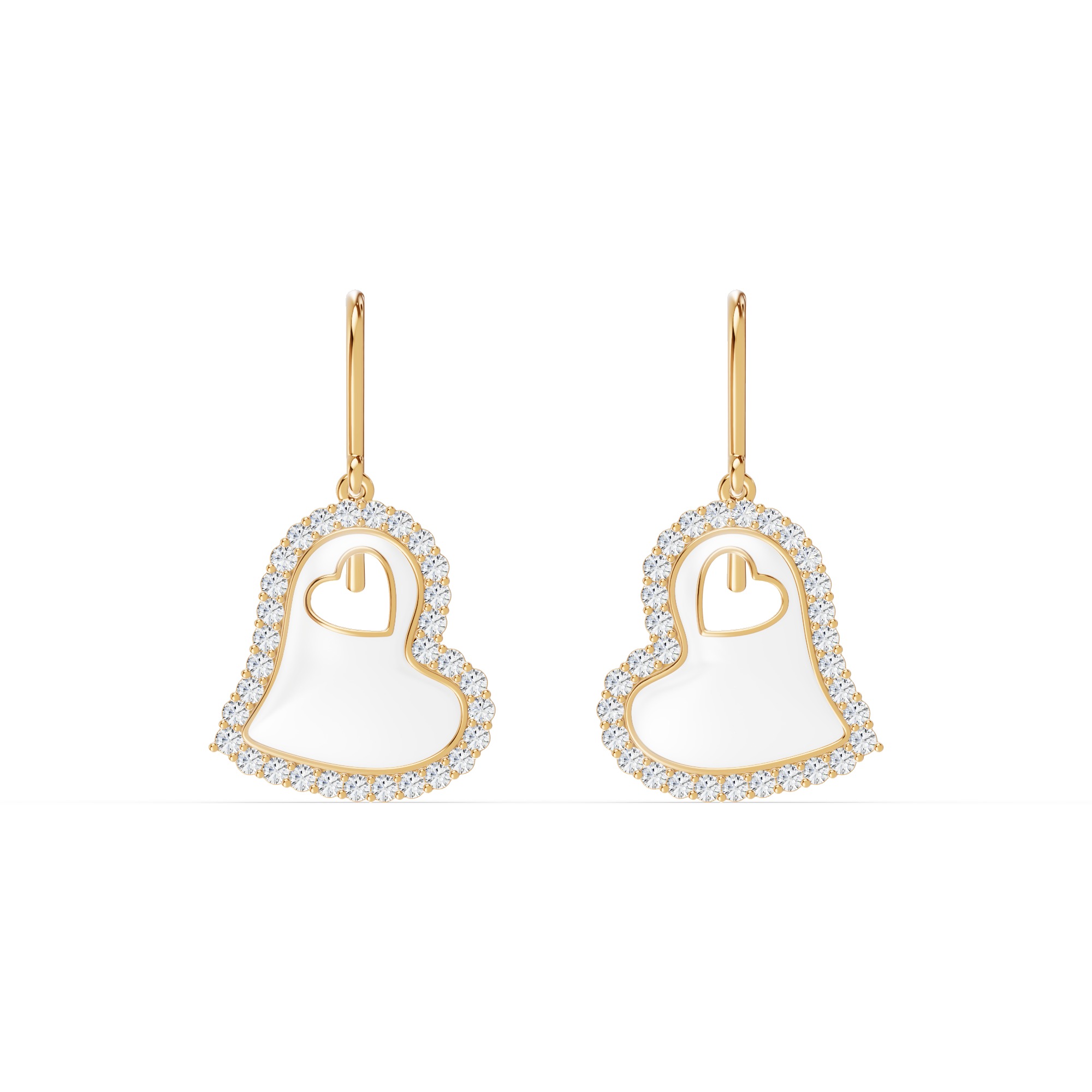 Cherish White Lab Pavé Heart Earrings