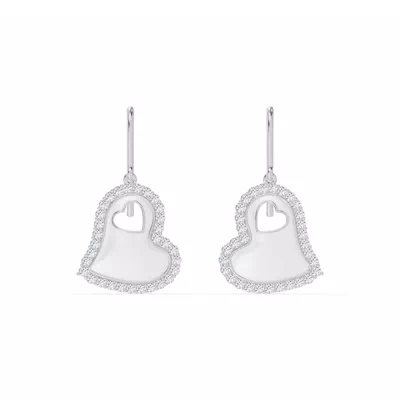 Diamond Earrings Cherish White Pavé Heart Silver earrings