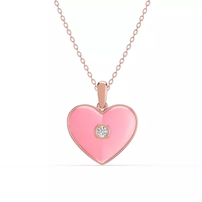Devotion Pink Heart Bezel Diamond Necklace
