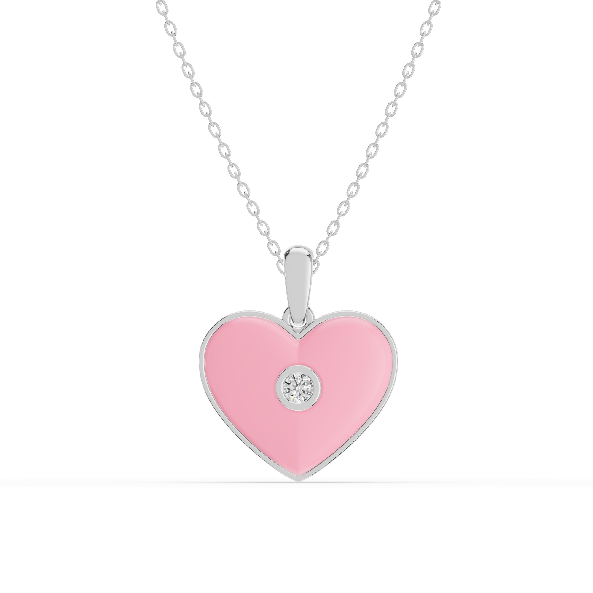 Devotion Pink Heart Bezel Lab Diamond Necklace