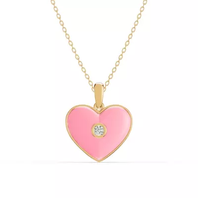Devotion Pink Heart Bezel Lab Diamond Necklace