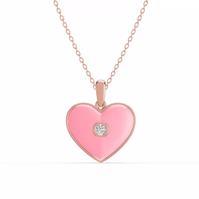 Devotion Pink Heart Bezel Lab Diamond Necklace