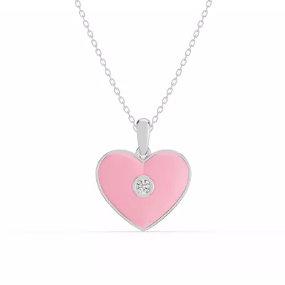 Devotion Pink Heart Bezel Diamond Necklace