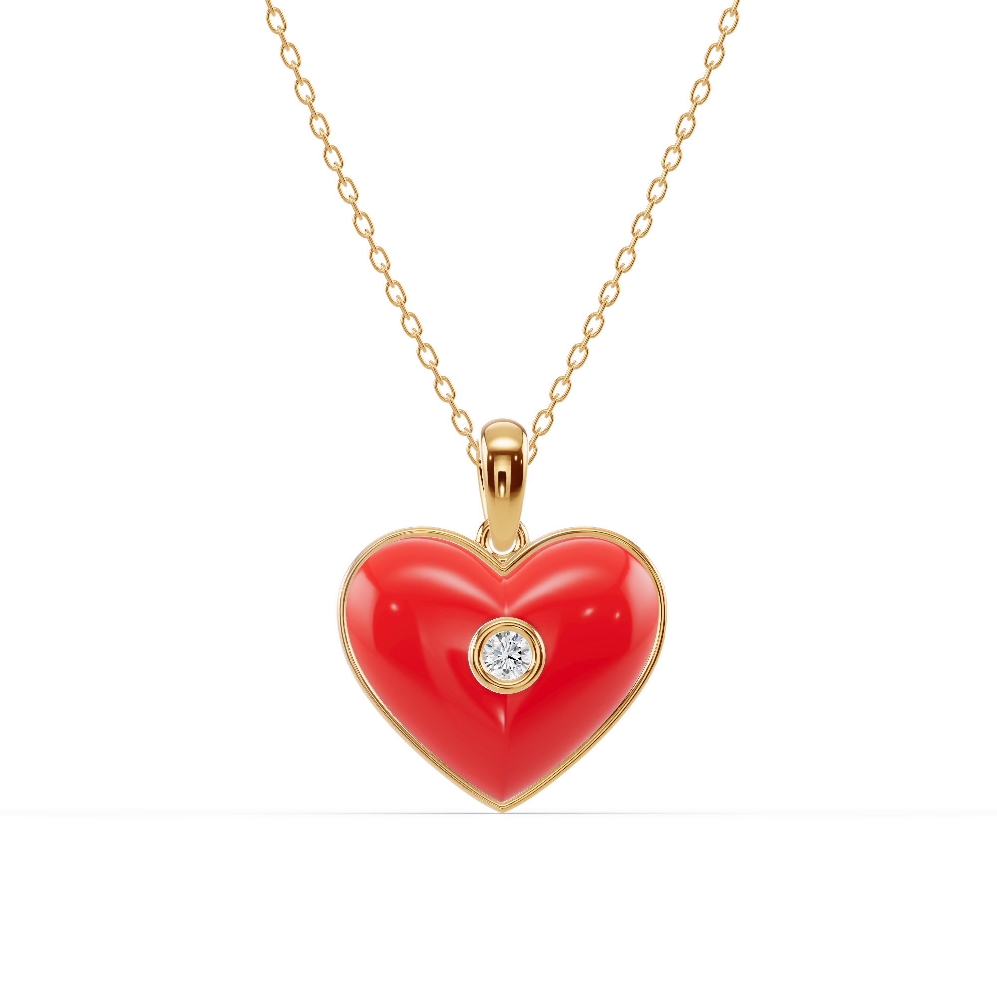 Devotion Red Heart Bezel Lab Diamond Necklace