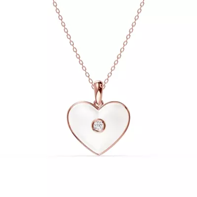Devotion White Heart Bezel Lab Diamond Necklace