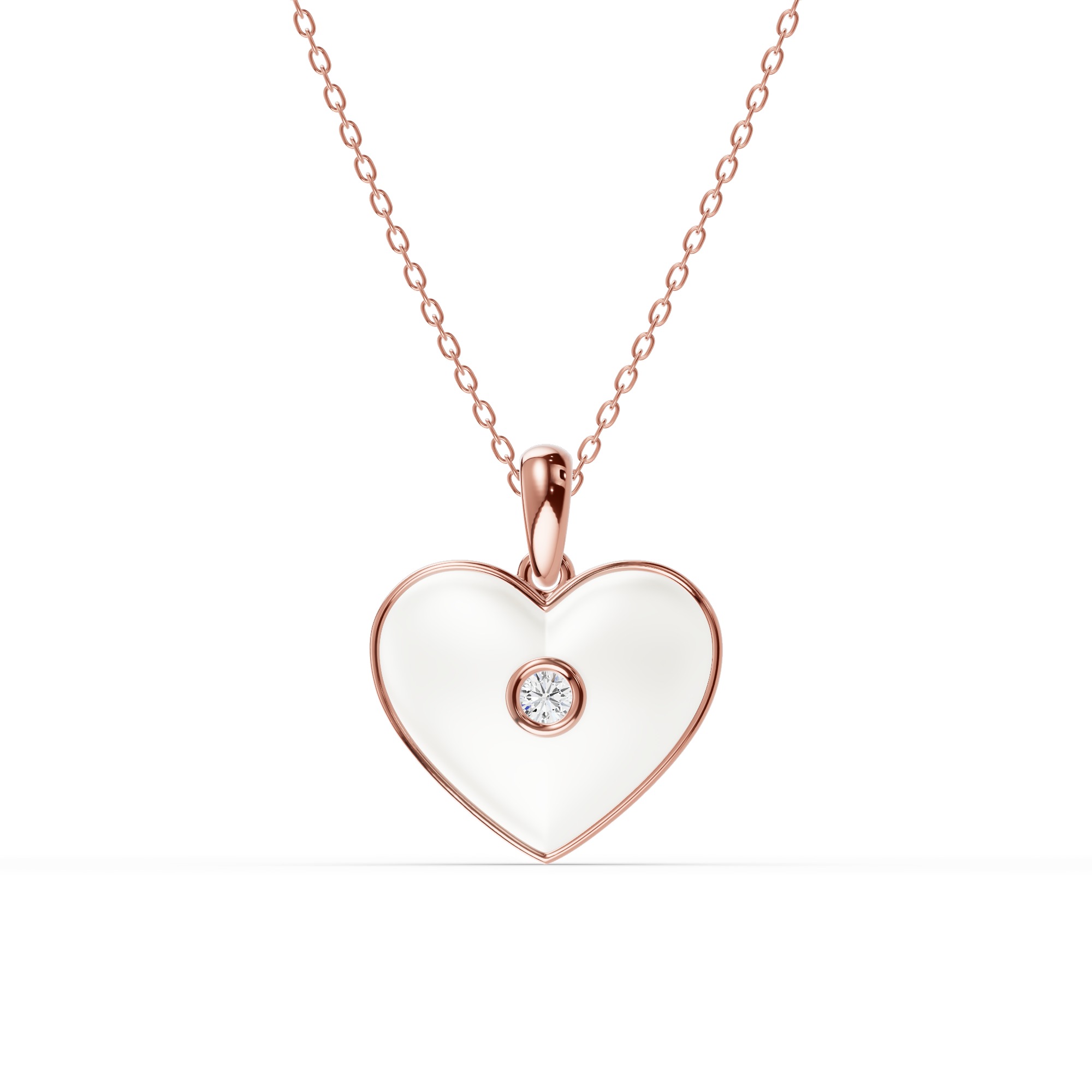 Devotion White Heart Bezel Diamond Necklace