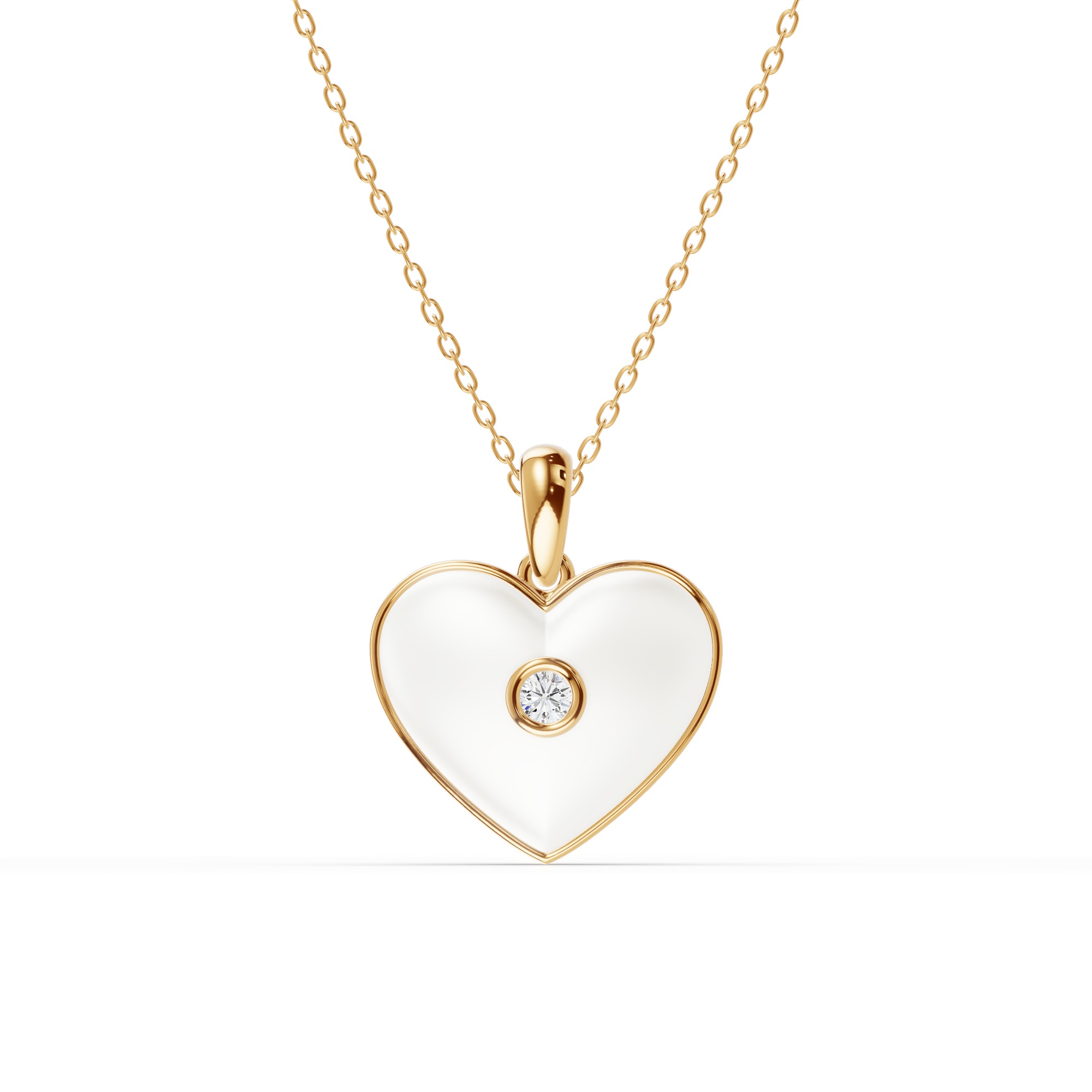 Devotion White Heart Bezel Lab Diamond Necklace
