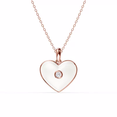 Devotion White Heart Bezel Lab Diamond Necklace