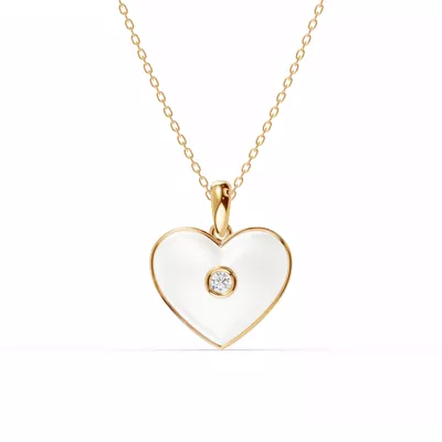 Devotion White Heart Bezel Lab Diamond Necklace