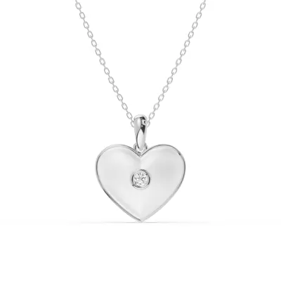 Devotion White Heart Bezel Lab Diamond Silver Necklace