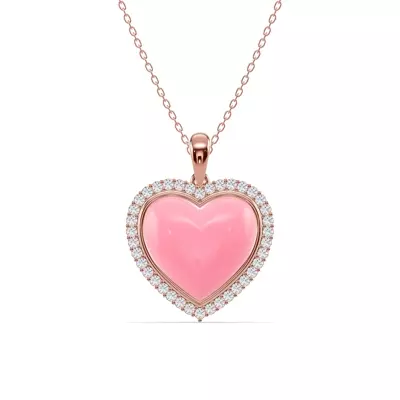 Forever Pink Heart Halo Lab Diamond Necklace