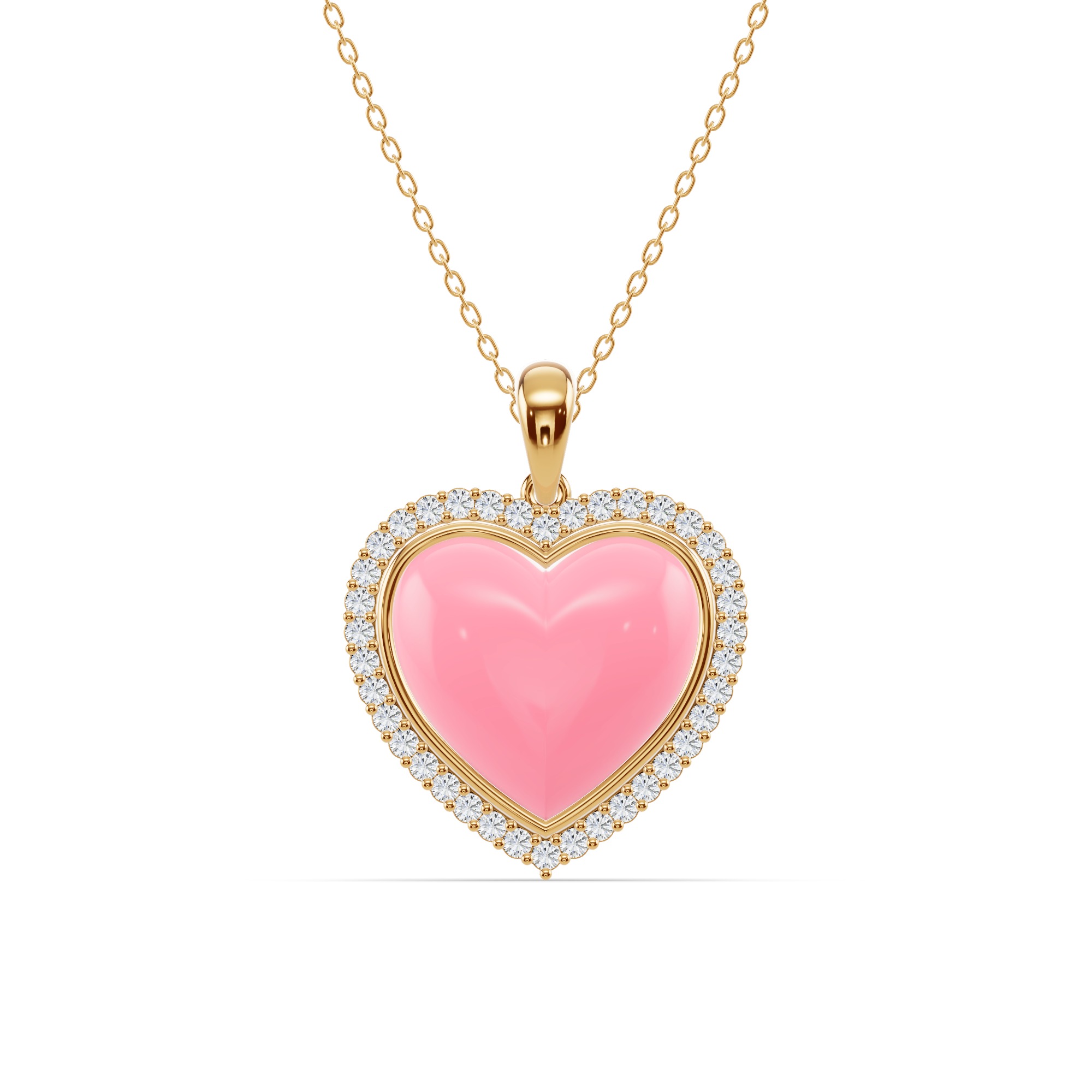 Forever Pink Heart Halo Diamond Necklace