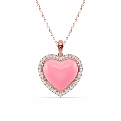 Forever Pink Heart Halo Diamond Necklace