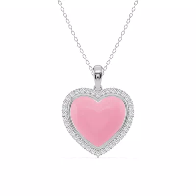 Forever Pink Heart Halo Lab Diamond Necklace