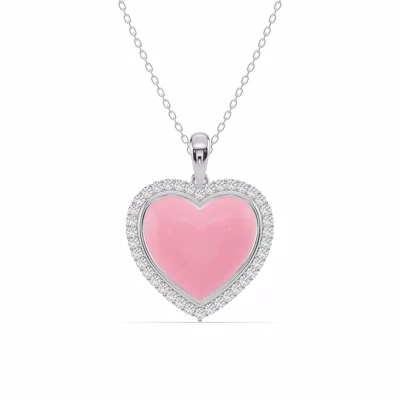 Forever Pink Heart Halo Diamond Necklace