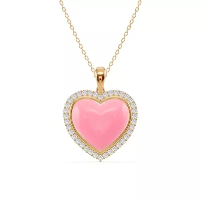Forever Pink Heart Halo Diamond Necklace
