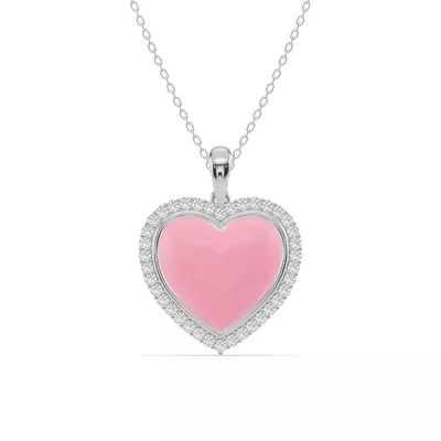 Forever Pink Heart Halo Diamond Necklace