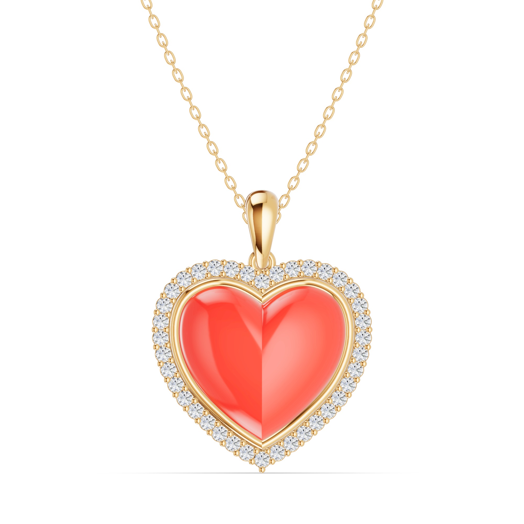 Forever Red Heart Halo Lab Diamond Necklace