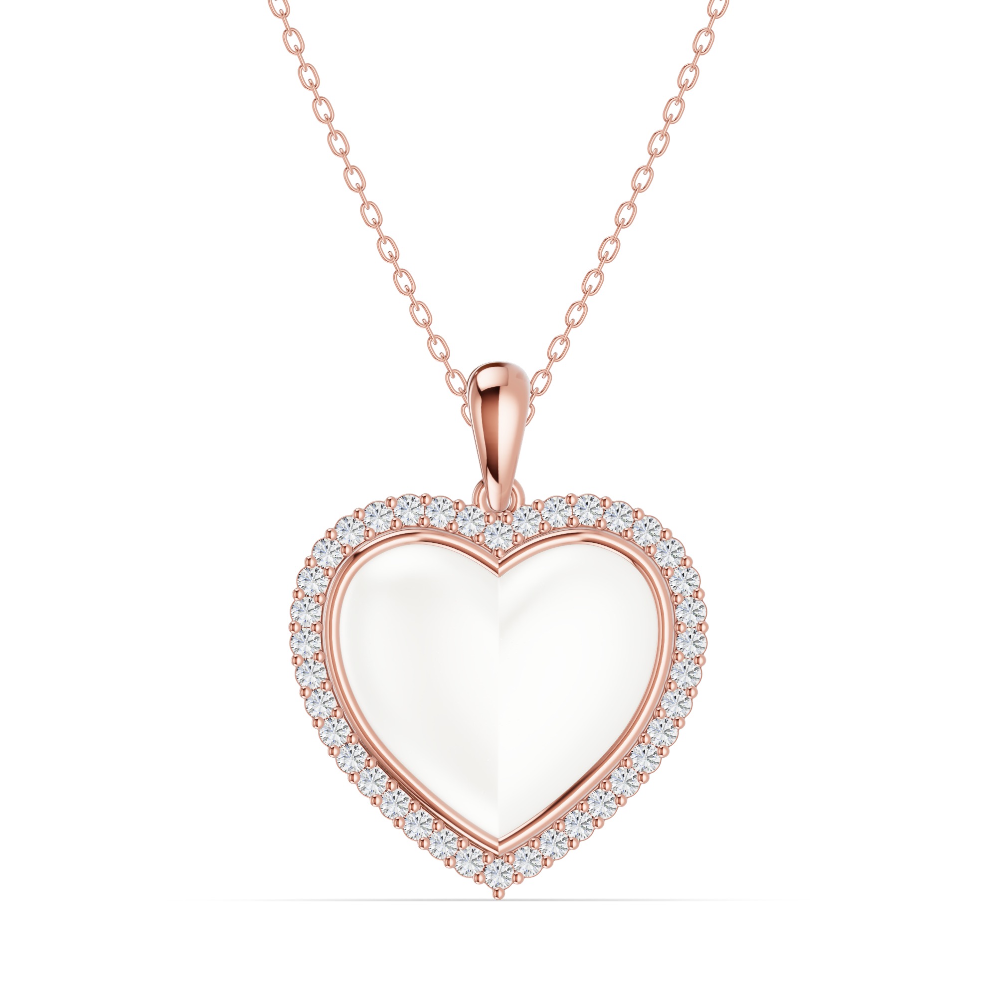 Forever White Heart Halo Lab Diamond Necklace