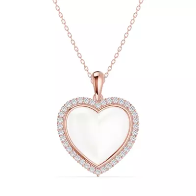 Forever White Heart Halo Diamond Necklace
