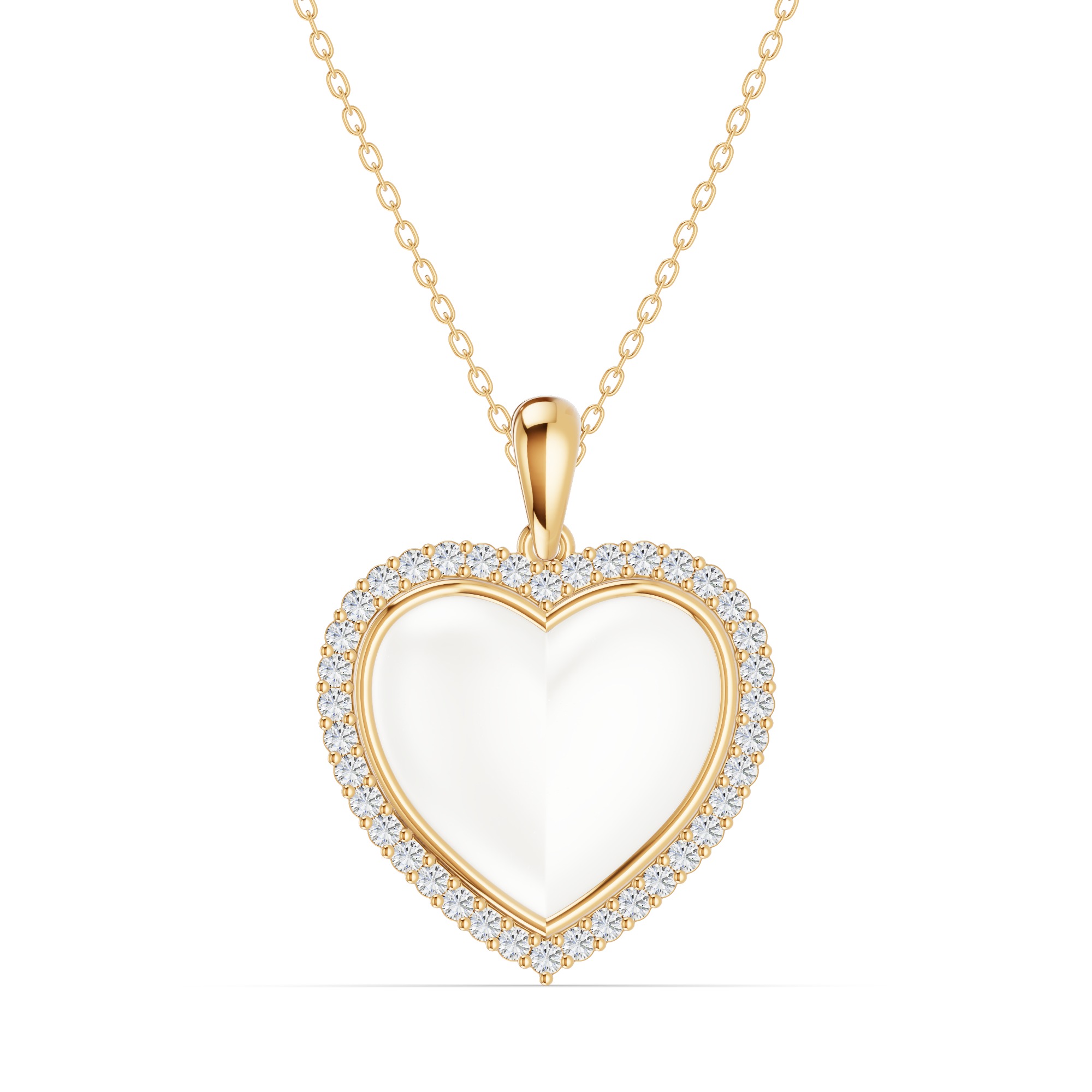 Forever White Heart Halo Lab Diamond Necklace
