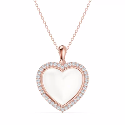 Forever White Heart Halo Diamond Necklace
