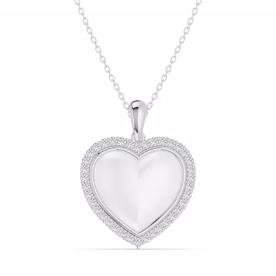 Forever White Heart Halo Diamond Necklace