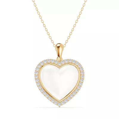 Forever White Heart Halo Lab Diamond Necklace