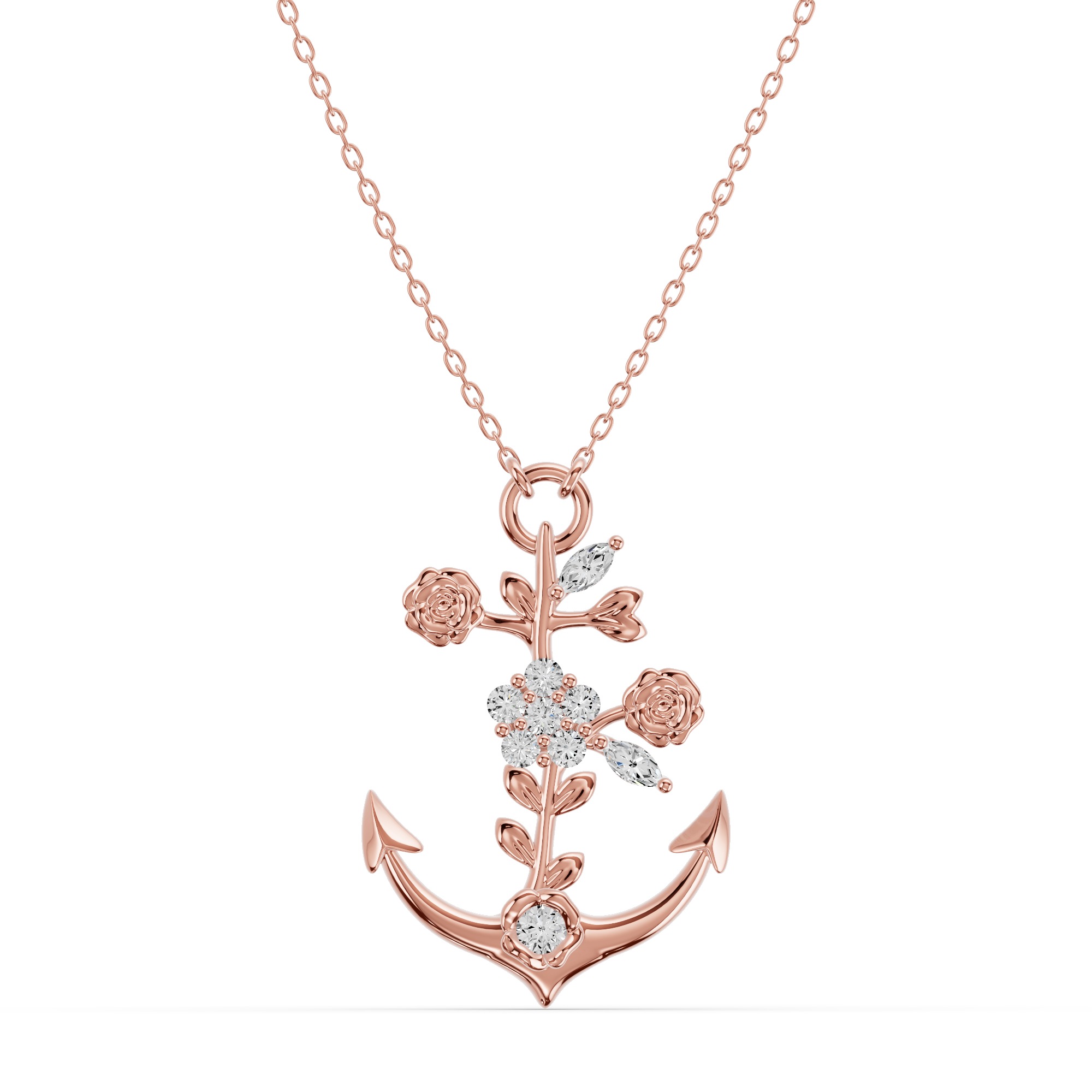 Vine Anchor Diamond Pendant