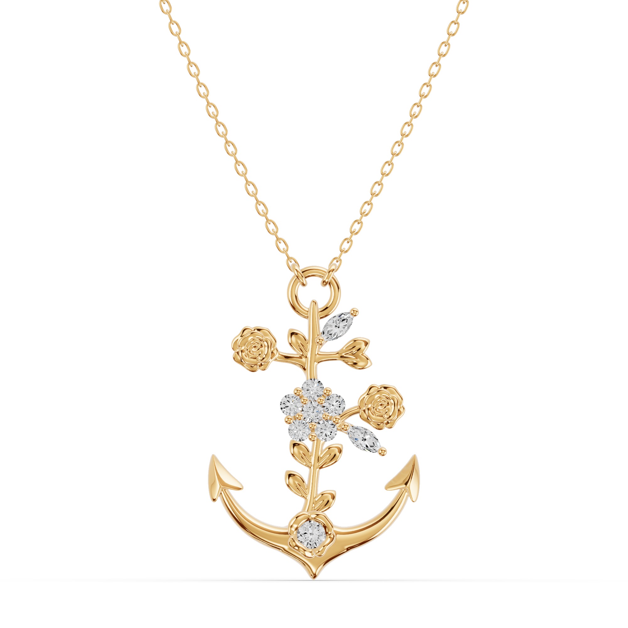 Vine Anchor Diamond Pendant