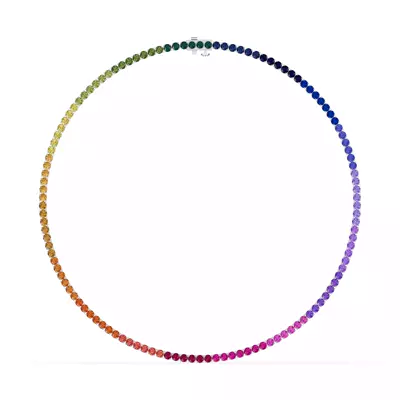 Rainbow Sapphire Silver Tennis Necklace (19 ct. tw.)