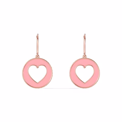 Pink Ceramic Open-Heart Pavé Drop Earrings