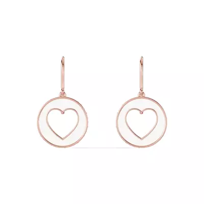 White Ceramic Open-Heart Lab Pavé Drop Earrings
