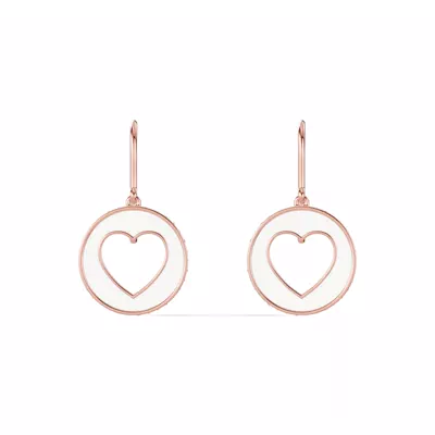 White Ceramic Open-Heart Pavé Drop Earrings