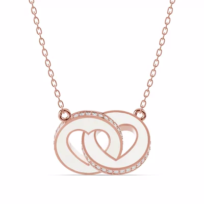 White Ceramic Interlocking Hearts Pavé Necklace