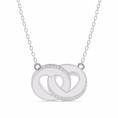 White Ceramic Interlocking Hearts Lab Pavé Necklace