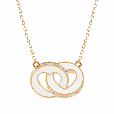 White Ceramic Interlocking Hearts Pavé Necklace