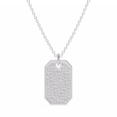 Signature Pavé Diamond Dog Tag Signature Necklace