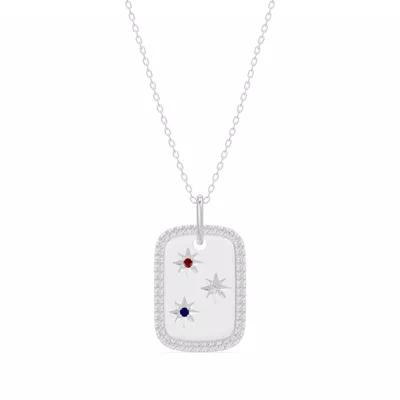Star-Set Pavé Dog Tag Diamond Necklace