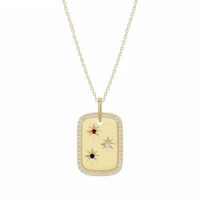 Star-Set Pavé Dog Tag Diamond Necklace