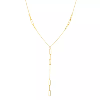 Paperclip Lariat Gold Necklace
