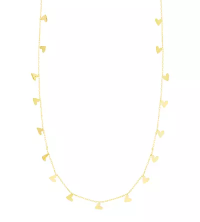 Dangling Heart Station Gold Necklace