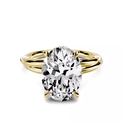 Avalon Double Crossover Hidden Halo 3.00 ct. Oval Lab Engagement Ring