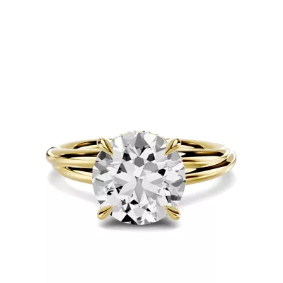 Avalon Double Crossover Hidden Halo 3.00 ct. Round Lab Engagement Ring