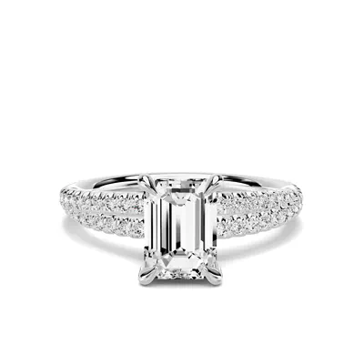 Avalon Double Pavé Crossover 1.00 ct. Emerald-Cut Lab Engagement Ring
