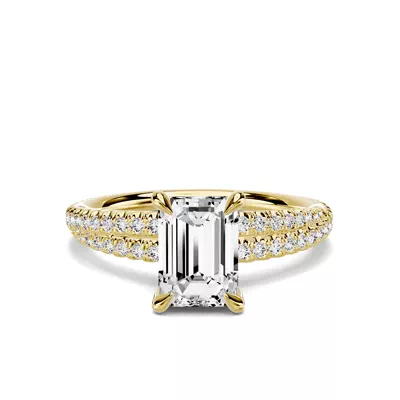 Avalon Double Pavé Crossover 1.00 ct. Emerald-Cut Lab Engagement Ring