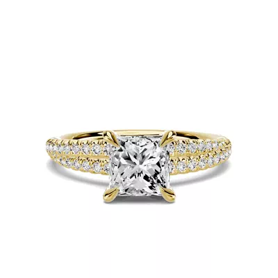 Avalon Double Pavé Crossover 1.00 ct. Princess-Cut Lab Engagement Ring