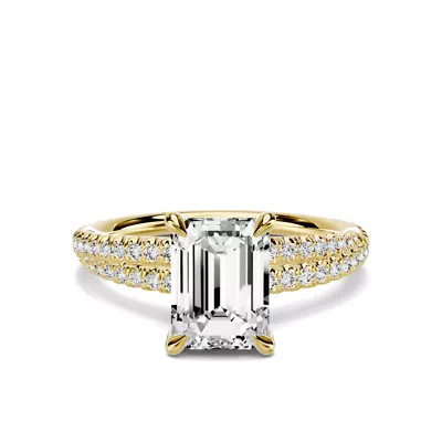 Avalon Double Pavé Crossover 1.50 ct. Emerald-Cut Lab Engagement Ring