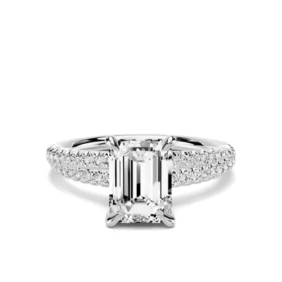 Avalon Double Pavé Crossover 1.50 ct. Emerald-Cut Lab Engagement Ring