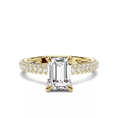 Selora Rolled Pavé 1.00 ct. Emerald-Cut Lab Engagement Ring